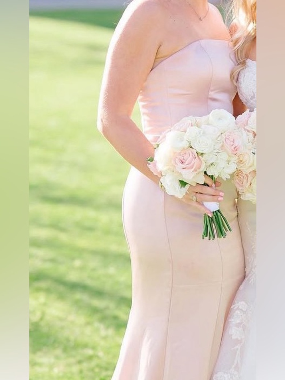 Strapless Satin bridesmaid/Formal Dress in Blush Pink
